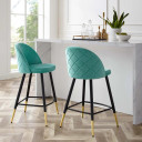 Kayla Performance Velvet Counter Stools, Set of 2