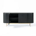 Townsend Mid-Century Modern Black Oak and Brass Buffet