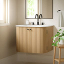 Zaire 24" Wall-Mount Fluted Bathroom Vanity with Marble Sink