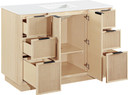 Gia 48" White Engineered Stone And Solid Wood Bathroom Vanity