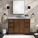 Gia 48" White Engineered Stone And Solid Wood Bathroom Vanity