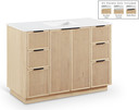 Gia 48" White Engineered Stone And Solid Wood Bathroom Vanity