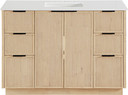 Gia 48" White Engineered Stone And Solid Wood Bathroom Vanity