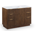 Gia 48" White Engineered Stone And Solid Wood Bathroom Vanity