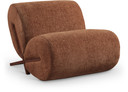 Japandi Fabric Upholstered Accent Chair, Walnut Finish