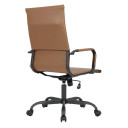 Dalton Leather High-Back Adjustable Office Conference Chair with Armrests, Black Frame