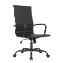Dalton Leather High-Back Adjustable Office Conference Chair with Armrests, Black Frame