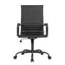 Dalton Leather High-Back Adjustable Office Conference Chair with Armrests, Black Frame
