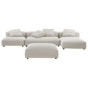 Serene 4-Piece Modular Upholstered Corduroy Sectional Sofa With Ottoman