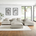 Serene 4-Piece Modular Upholstered Corduroy Sectional Sofa With Ottoman