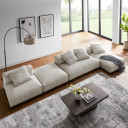 Serene 4-Piece Modular Upholstered Corduroy Sectional Sofa With Ottoman