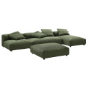 Serene 4-Piece Modular Upholstered Corduroy Sectional Sofa With Ottoman