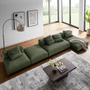 Serene 4-Piece Modular Upholstered Corduroy Sectional Sofa With Ottoman