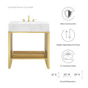 Gridiron 30" Bathroom Vanity, Gold