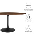 Pedestal Design 60" Oval Walnut Wood Grain Dining Table Black Walnut, Black Base