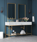 Marlo 60" Engineered Stone Top Vanity, Gold