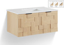 Loraine 36" White Engineered Stone And Solid Wood Wall Mounted Bathroom Vanity
