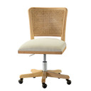 Paige Modern Farmhouse Swivel Office Chair, Rattan Back
