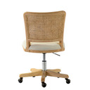 Paige Modern Farmhouse Swivel Office Chair, Rattan Back