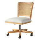 Paige Modern Farmhouse Swivel Office Chair, Rattan Back