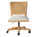 Paige Modern Farmhouse Swivel Office Chair, Rattan Back