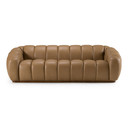 Elle Modern Ribbed Tan Leather Sofa