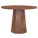 Loma 42 Inch  Round Top Dining Table,  Handmade Amber Brown Mango Wood