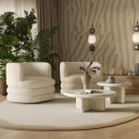 Valincia Heavy Boucle Swivel Accent Char, Cream Boucle