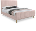 Luella Velvet Upholstered Queen Bed, Blush Pink