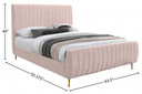 Luella Velvet Upholstered Queen Bed, Blush Pink