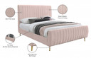 Luella Velvet Upholstered Queen Bed, Blush Pink