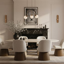 Claymore Linen Textured Fabric Upholstered Dining Side Chair, Brown Walnut