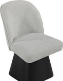 Claymore Linen Textured Fabric Upholstered Dining Side Chair, Black Wood