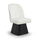 Claymore Linen Textured Fabric Upholstered Dining Side Chair, Black Wood