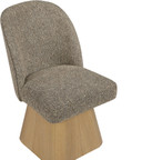 Claymore Linen Textured Fabric Upholstered Dining Side Chair, Natural Wood
