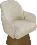 Claymore Linen Textured Fabric Upholstered Dining Armchair, Brown Walnut