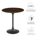 Pedestal Design 20" Black Cherry Wood Side Table