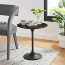 Pedestal Design 20" Black Cherry Wood Side Table