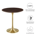Pedestal Design 20" Cherry Wood with Gold Base Side Table