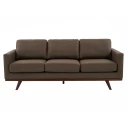 Chelsie 3-Seater Vegan Leather Full Size Sofa in Birch Wood Base, Taupe
