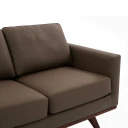 Chelsie 3-Seater Vegan Leather Full Size Sofa in Birch Wood Base, Taupe