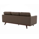Chelsie 3-Seater Vegan Leather Full Size Sofa in Birch Wood Base, Taupe