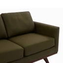 Chelsie 3-Seater Vegan Leather Full Size Sofa in Birch Wood Base, Olive Green