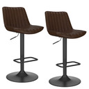 Kobe Adjustable Airlift Stool, Brown Black, Set of 2