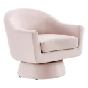 Anders Performance Velvet Fabric and Wood Swivel Chair, Pink Velvet