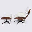 Eastland Mid-Century Top Grain Leather Swivel Lounge Chair with Ottoman, Living Room and Office, Tall Lounge Chair, White