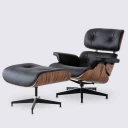 Eastland Mid-Century Top Grain Leather Swivel Lounge Chair with Ottoman, Living Room and Office, Tall Lounge Chair, Black