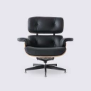 Eastland Mid-Century Top Grain Leather Swivel Lounge Chair with Ottoman, Living Room and Office, Tall Lounge Chair, Black