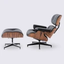 Eastland Mid-Century Top Grain Leather Swivel Lounge Chair with Ottoman, Living Room and Office, Tall Lounge Chair, Black