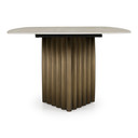 Moon Gaze Travertine Ceramic + Bronze Dining Table